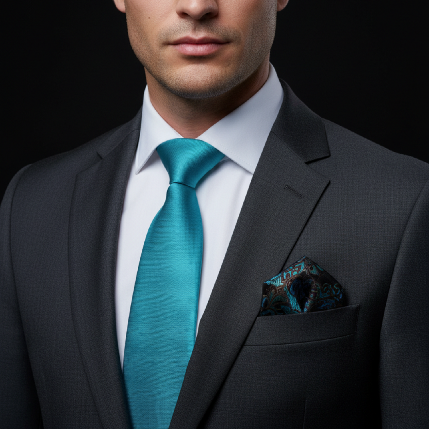 Bright Turquoise Blue Solid Necktie
