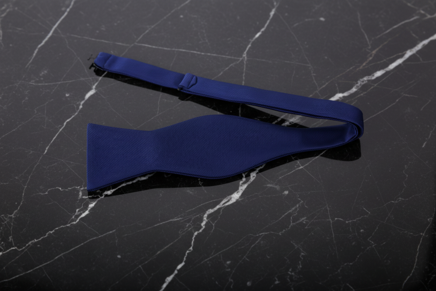 Dark Blue Lined Bow Tie Self Tie