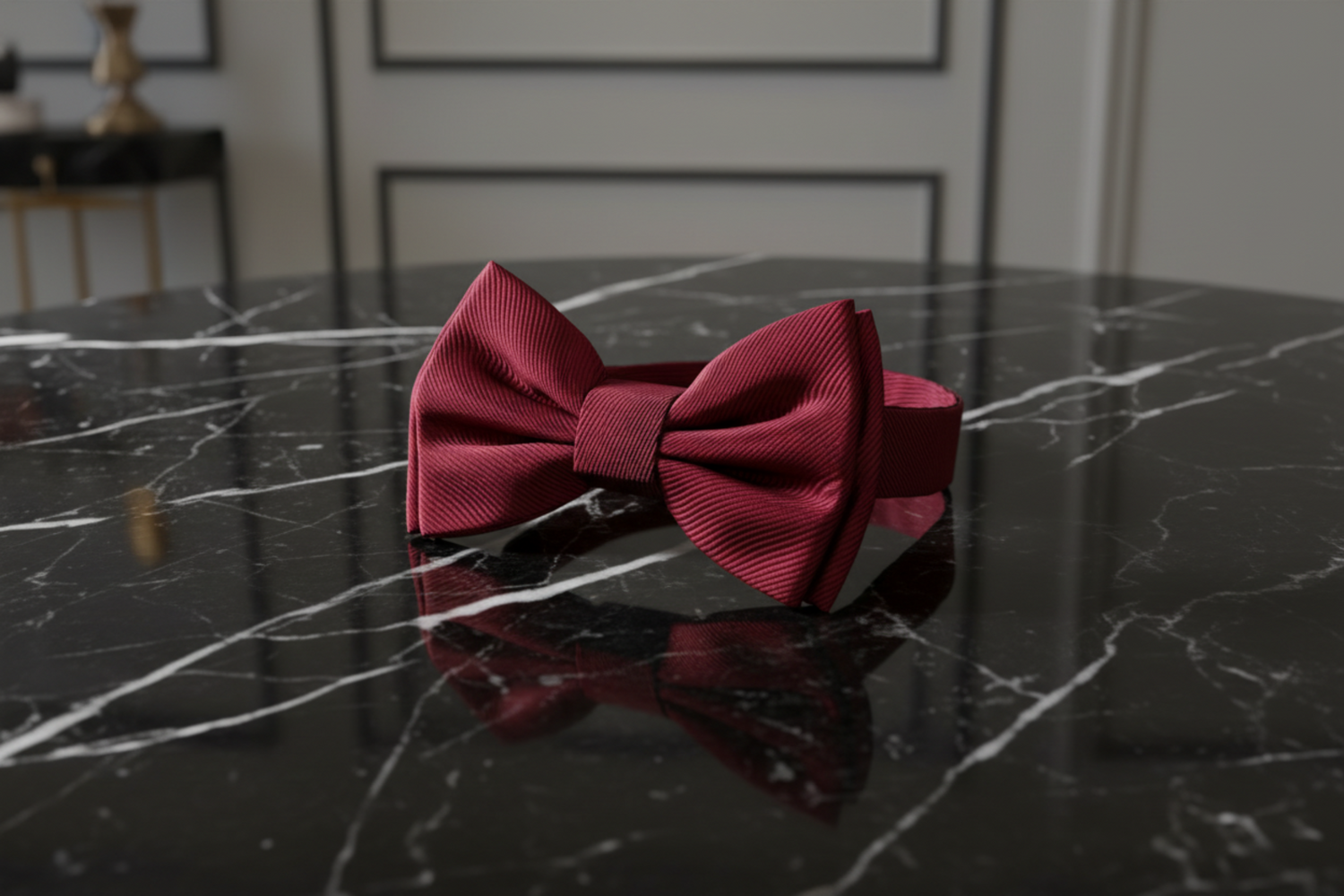solid deep red lines bow tie pre tied