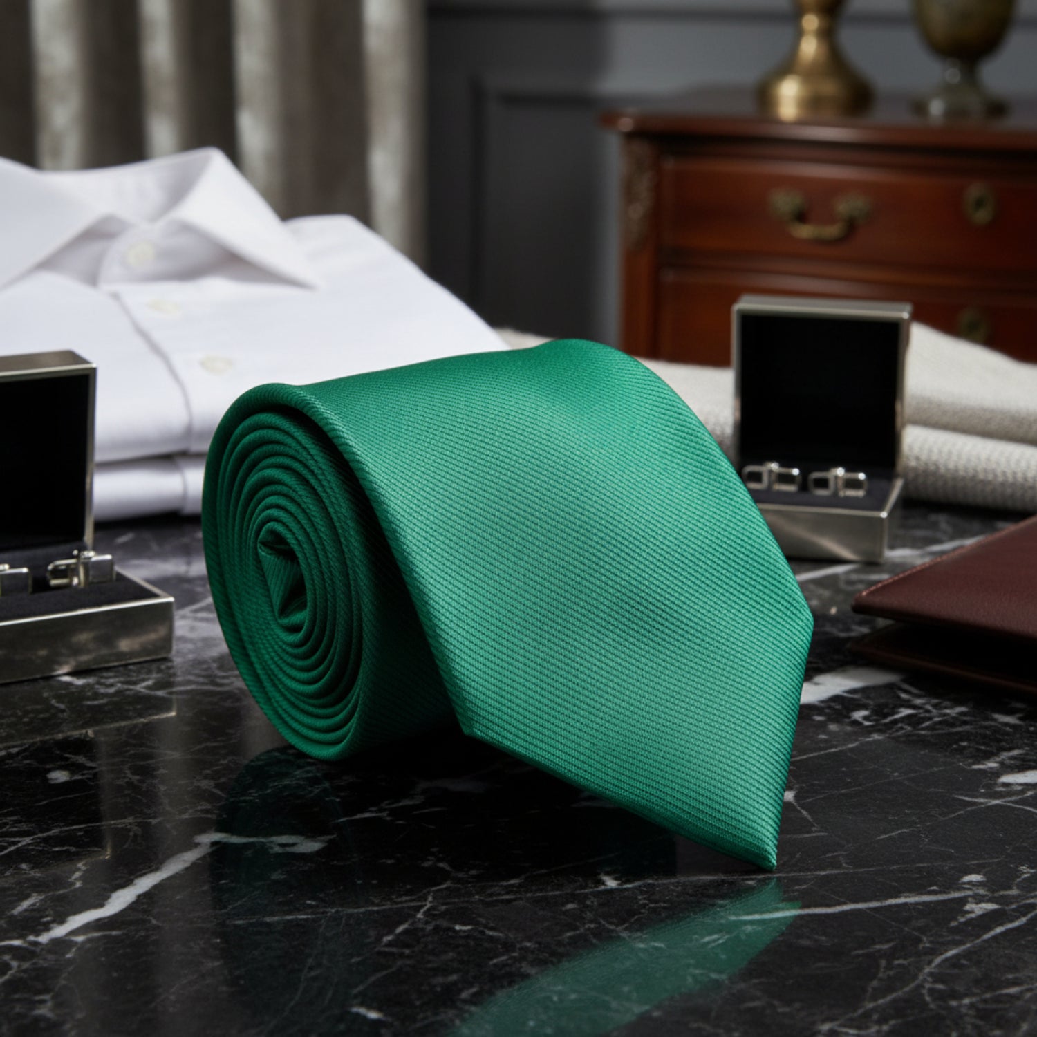 Solid Green Necktie  