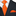 Black suit with orange tie and pocket square on a white background