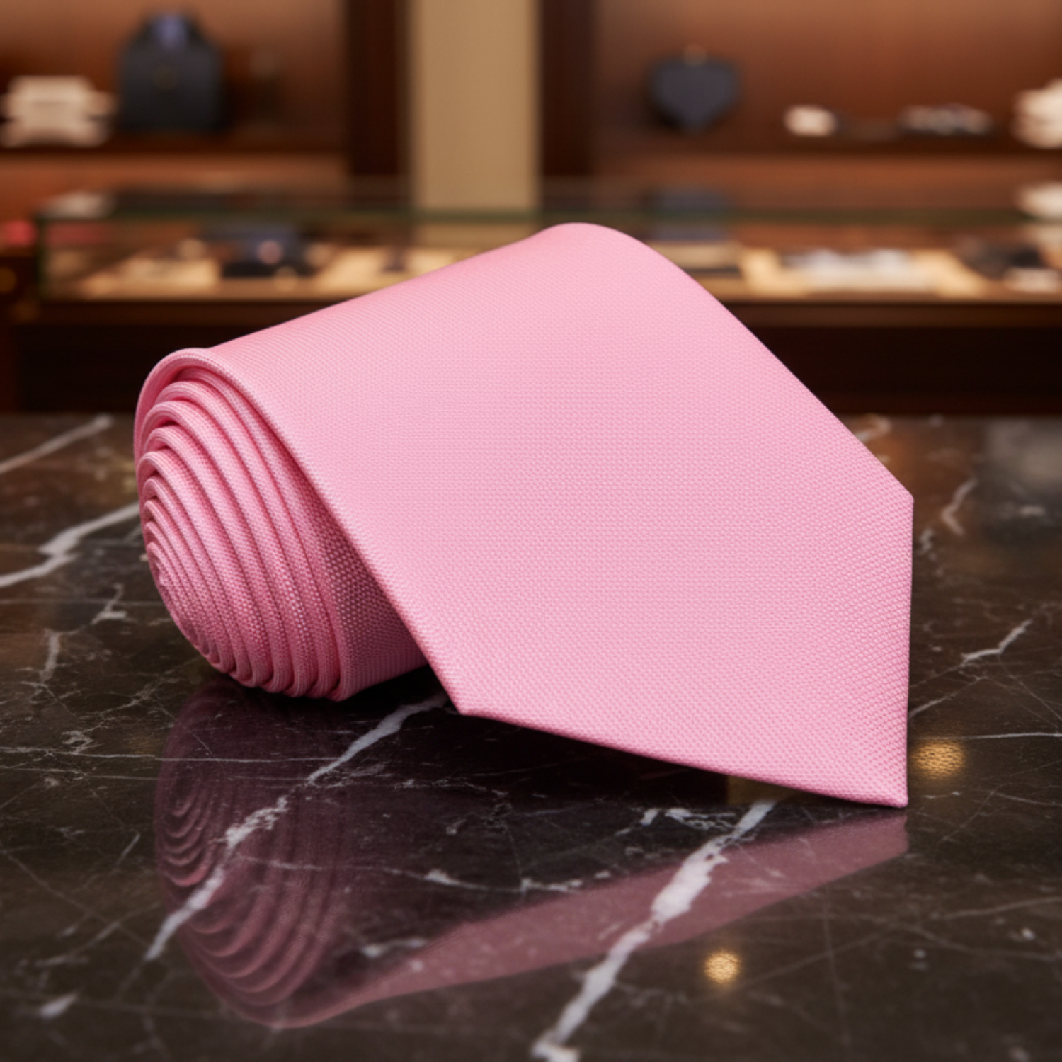Pink tie on a marble background