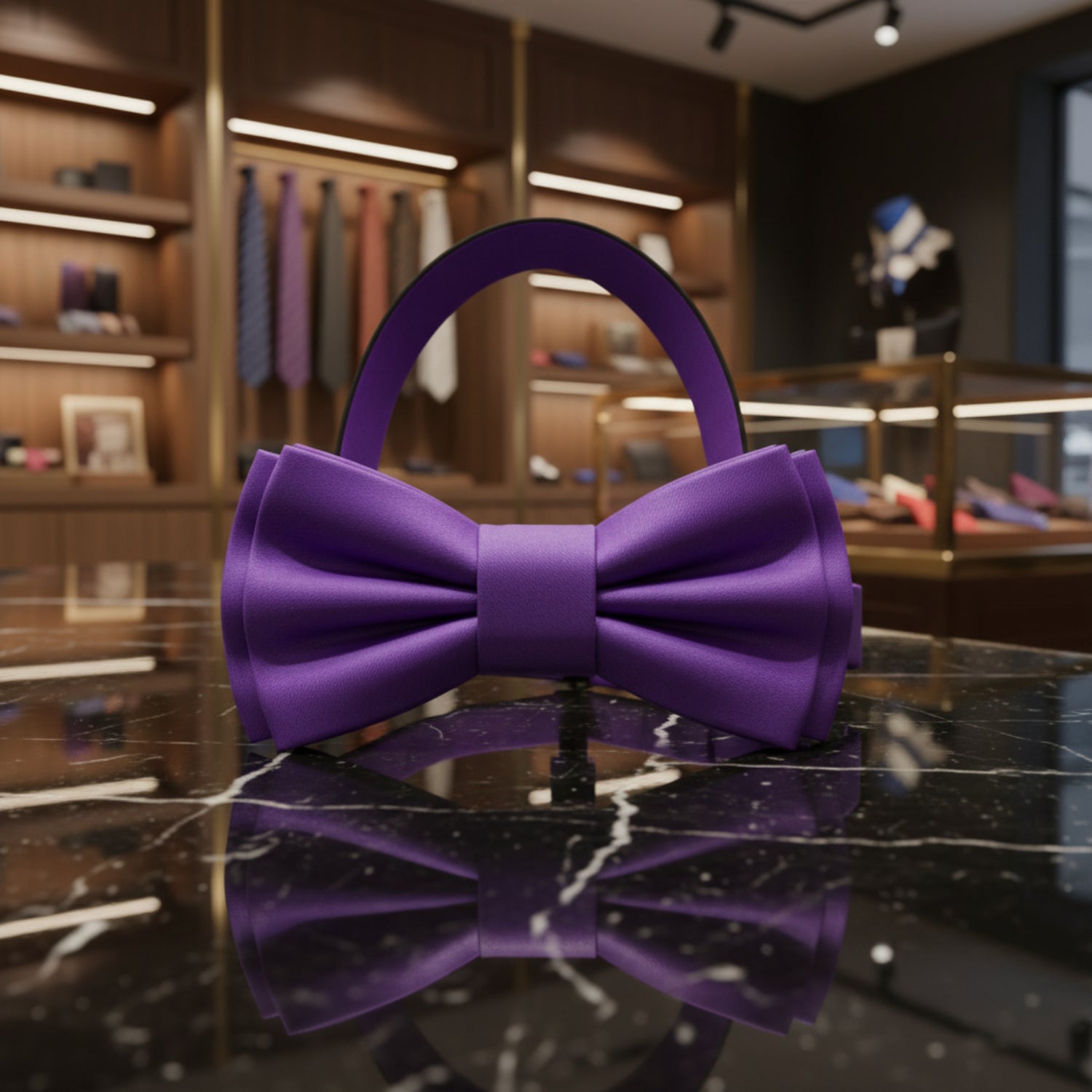 Solid Purple Bow Tie Pre Tied