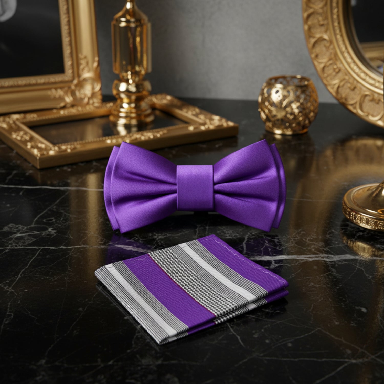 Solid Purple Bow Tie and Accenting Square
