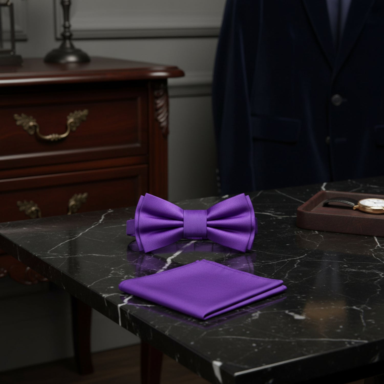 Solid Purple Bow Tie on Square