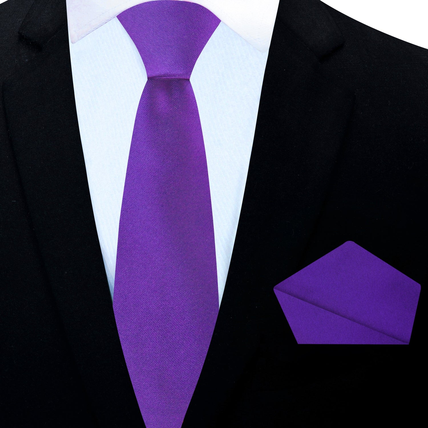 Thin Tie: Purple Tie with Accenting Black, White and Square