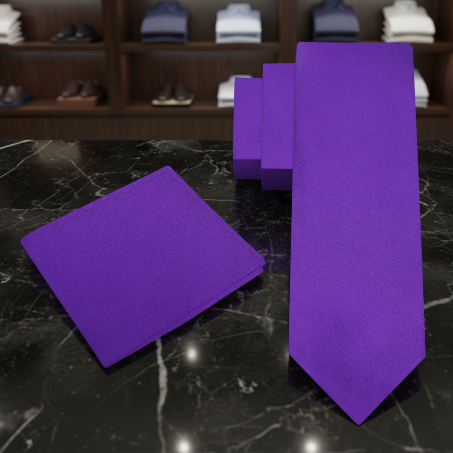 Alt View: Purple Tie with Accenting Black, White and Square