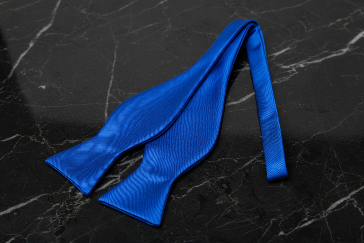 Rich Royal Blue Lined Bow Tie Self Tie