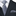 Black suit with white shirt, gray tie, and matching pocket square on a white background