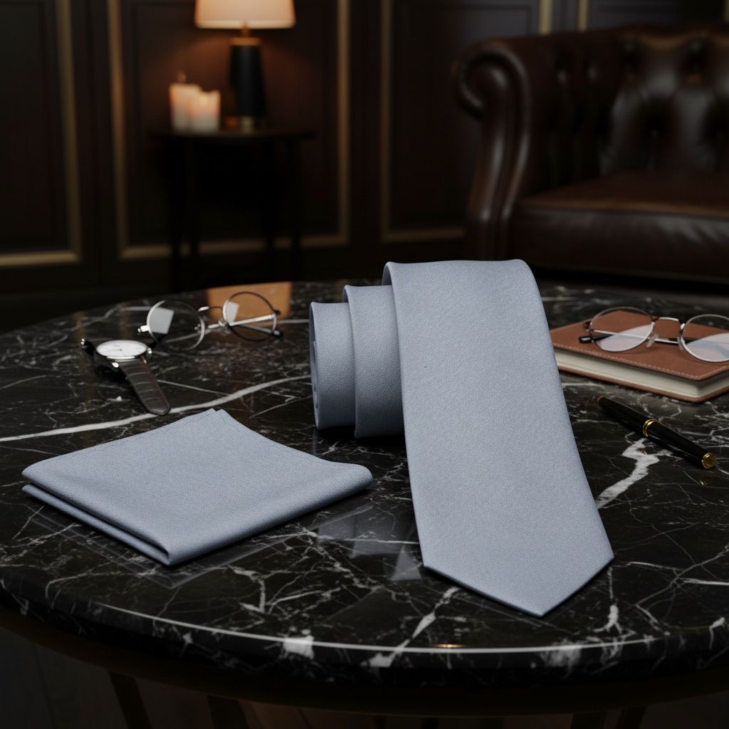 Alt: Grey Necktie and Matching Square