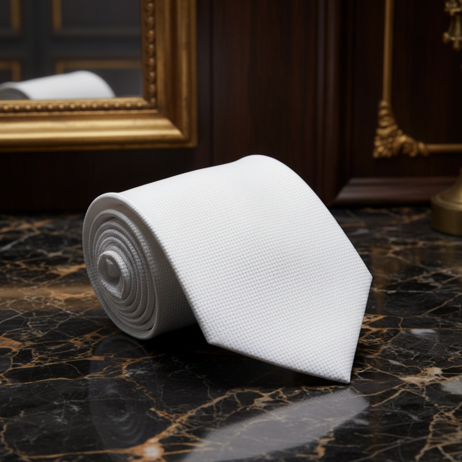 Solid White Blocks Necktie