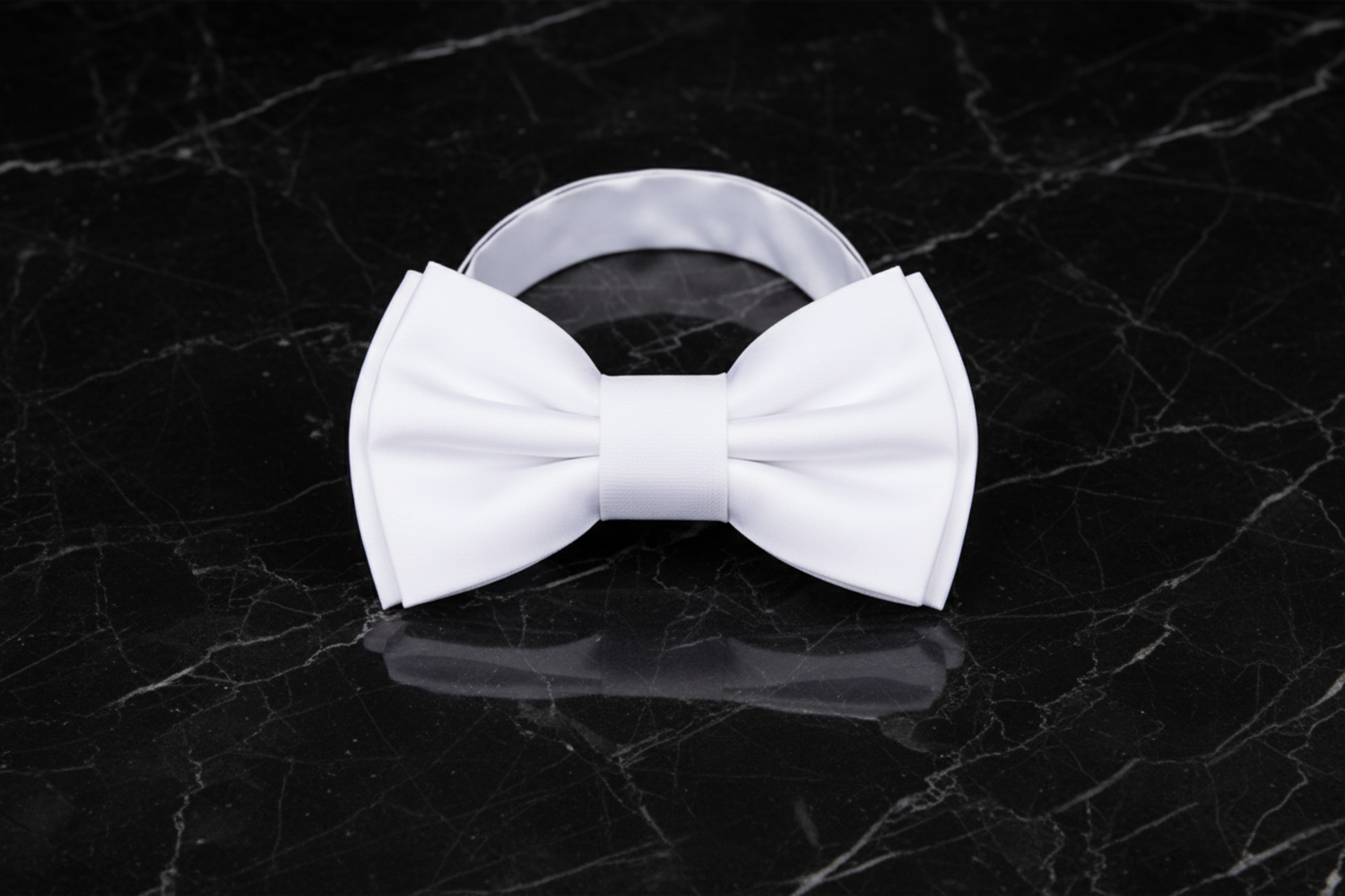 A Solid White Pre Tied Bow Tie