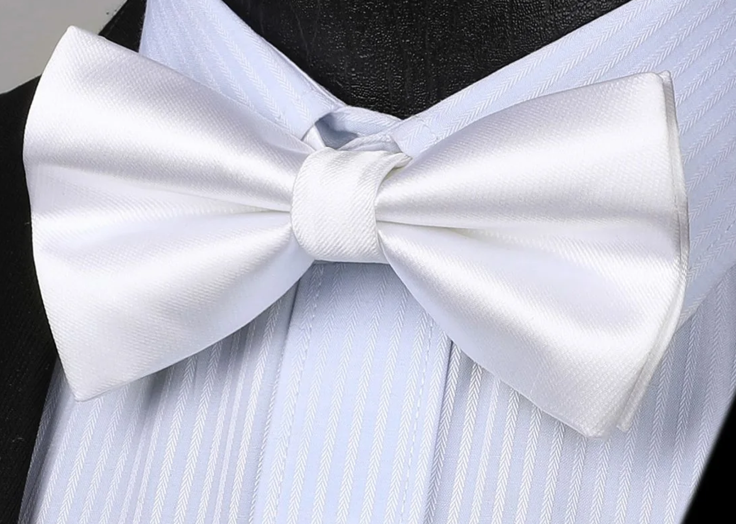 Shiny Black or White Tuxedo Bow Tie | Timeless Elegance
