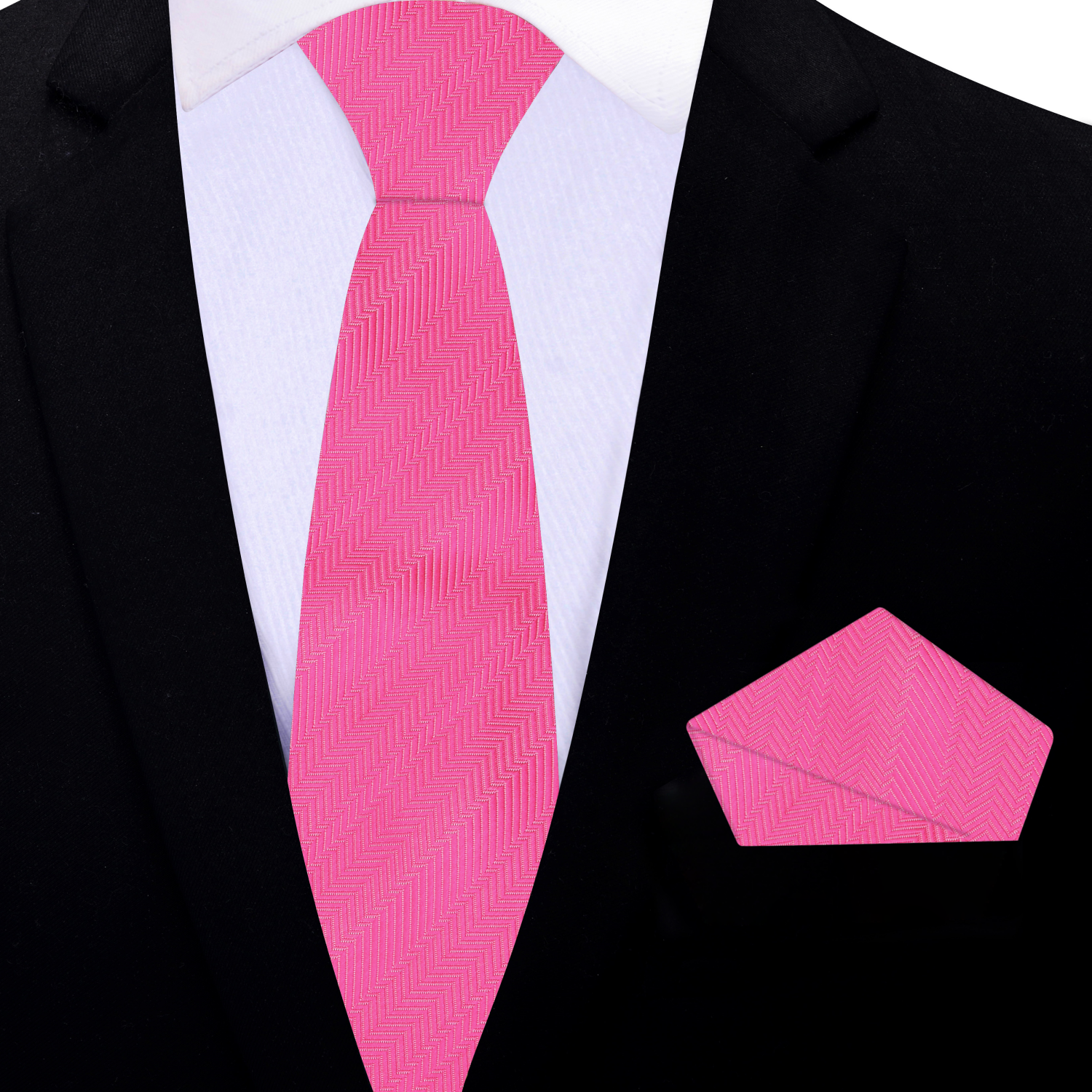 Thin Sophisticated Pink Necktie and Handkerchief