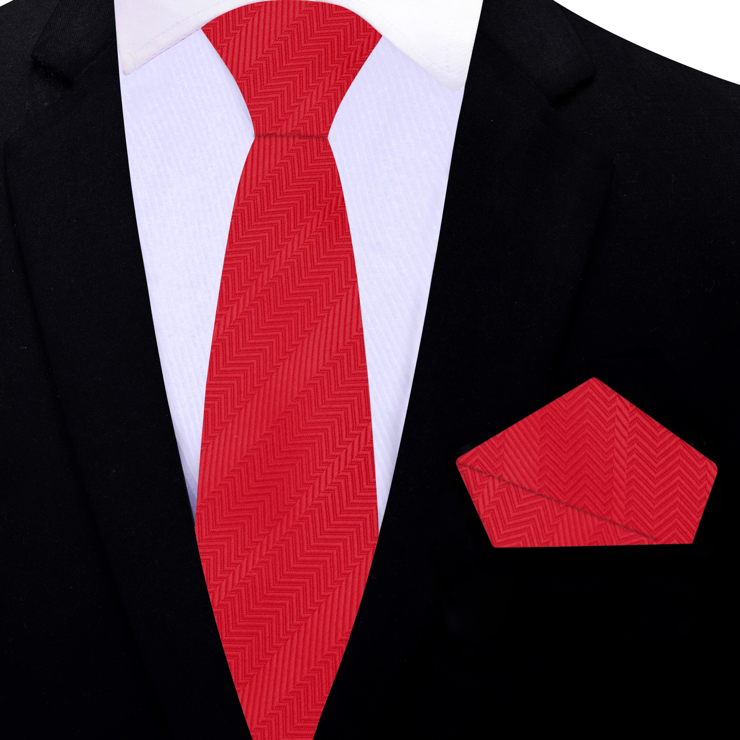 Thin Red Necktie and Square