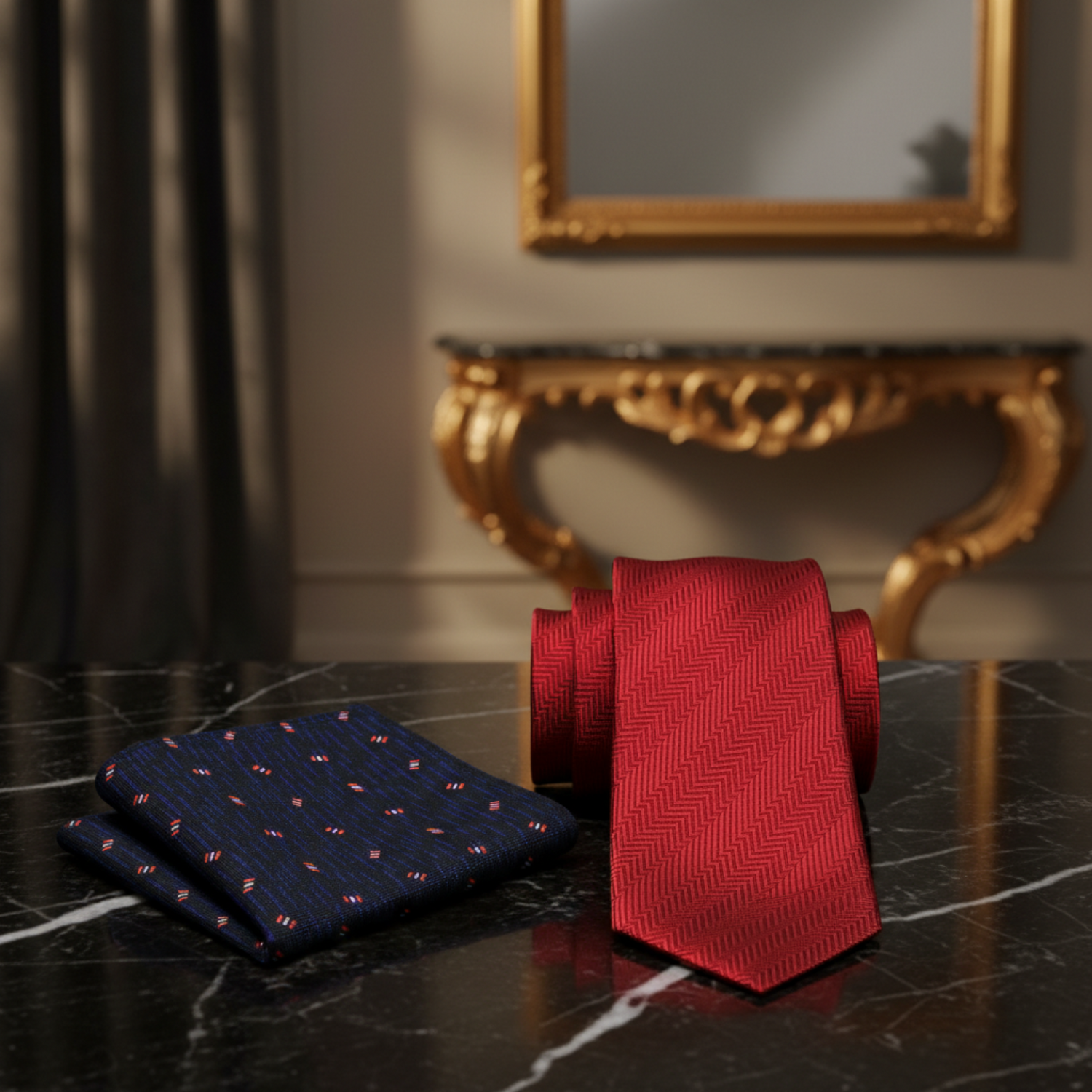 Alt Red Necktie and Accenting Square