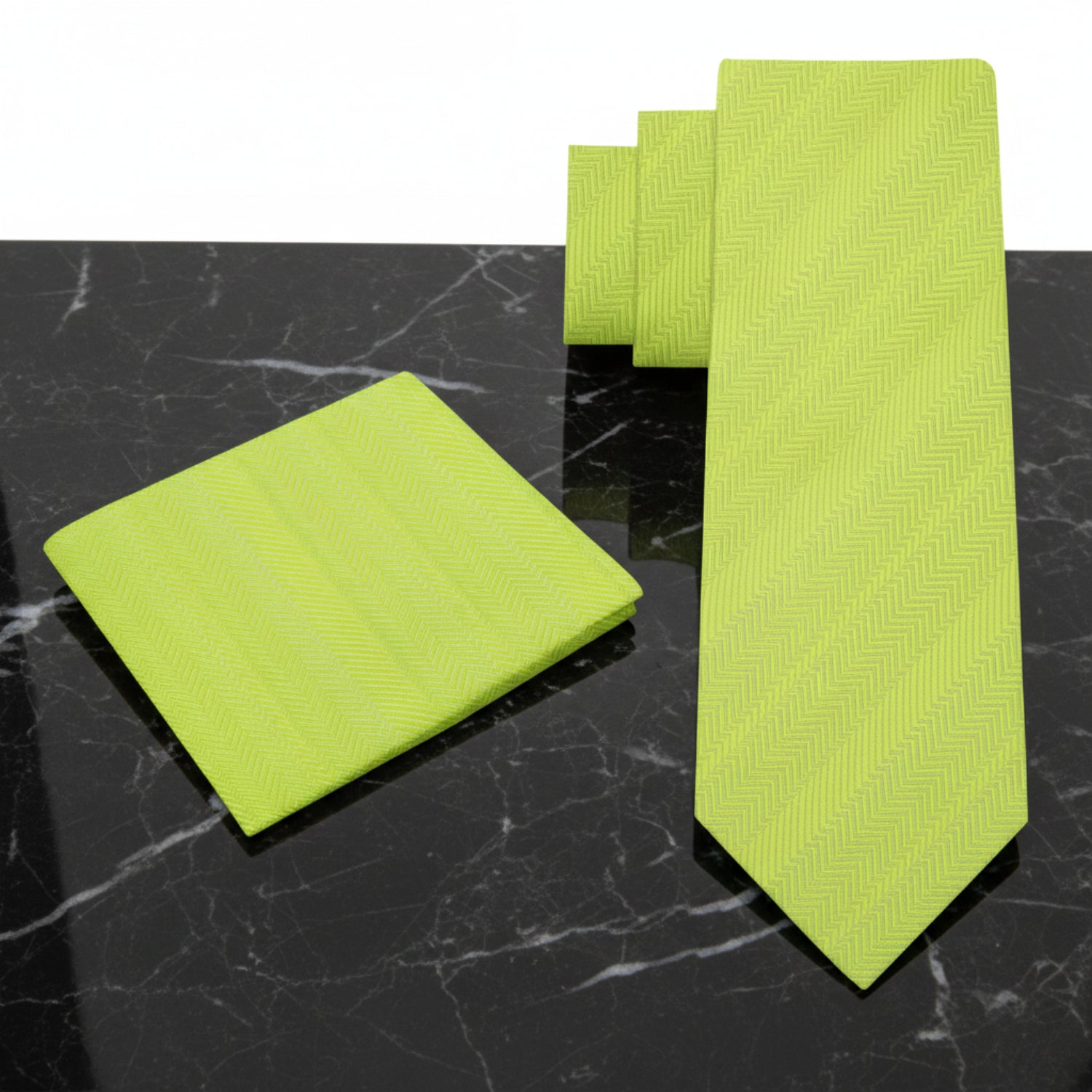 Alt View: Sophisticated Lime Green Necktie and Square