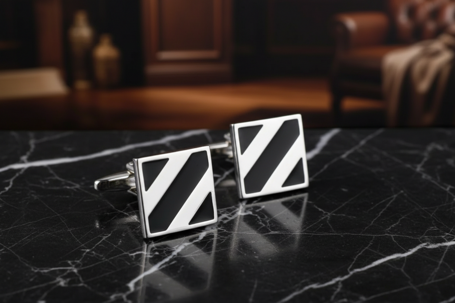 chrome black cufflinks