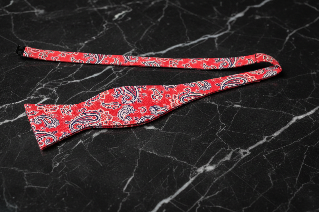 Burnt Red Paisley Self Tie Bow Tie