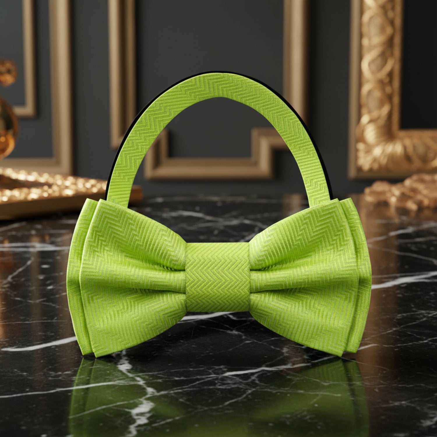 A Sweet Lime Green Pattern Pre Tie Bow Tie