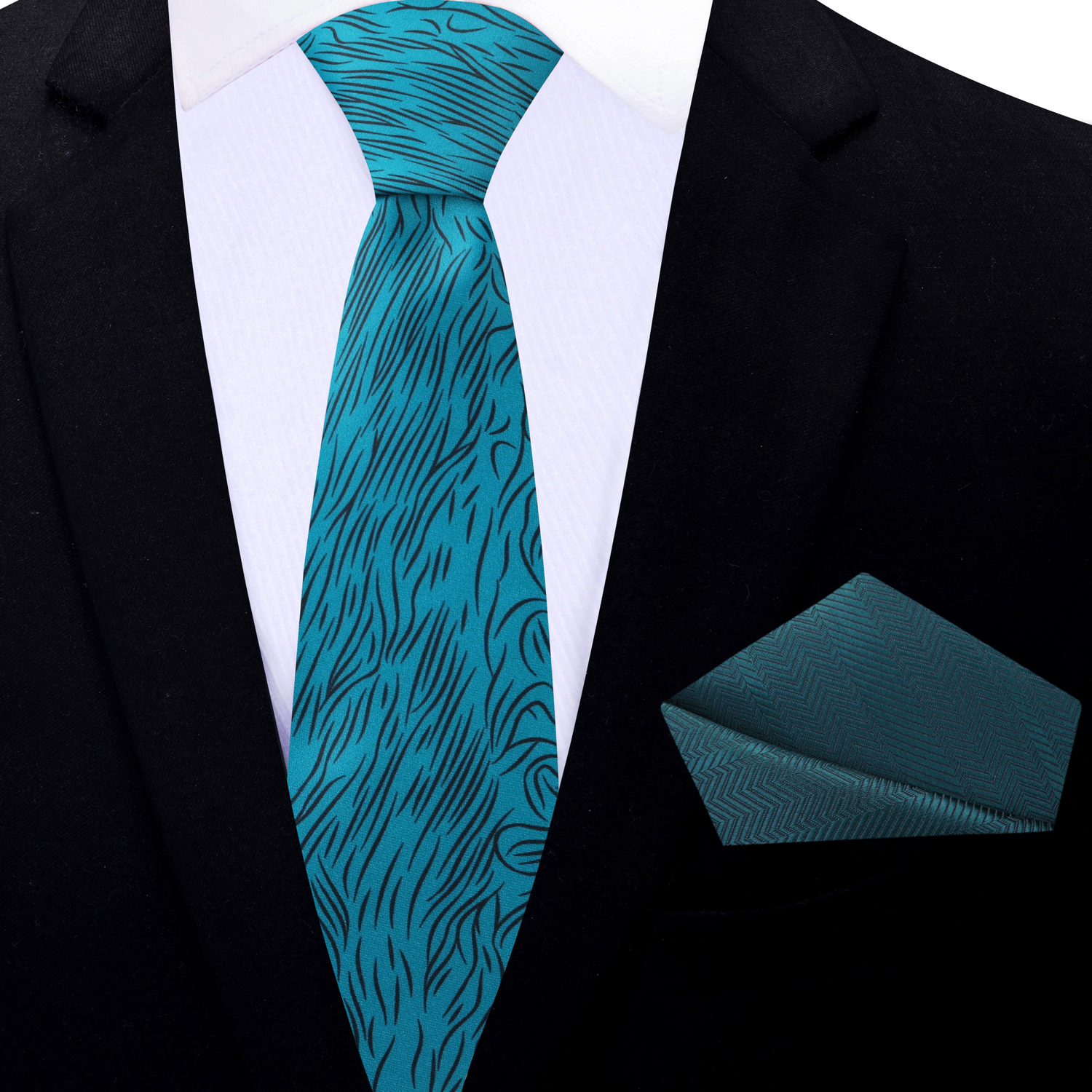 Teal Abstract Lines Necktie | Ocean Light, Modern Lines
