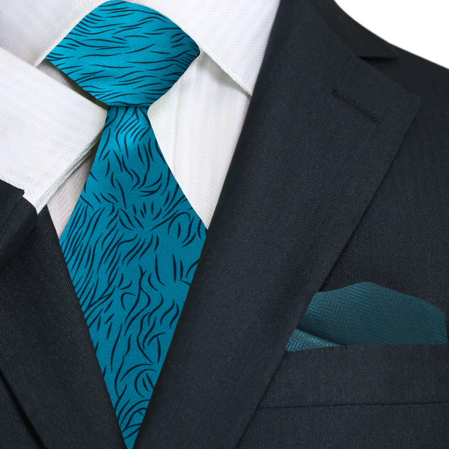 Teal Abstract Lines Necktie | Ocean Light, Modern Lines