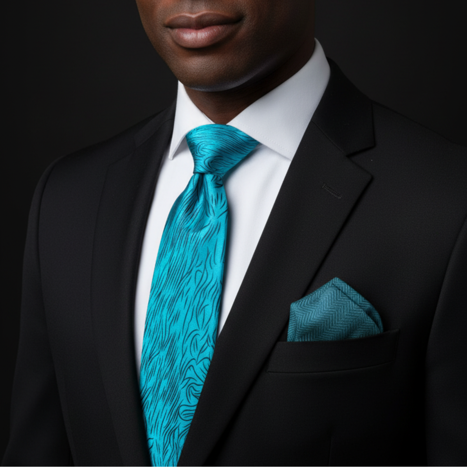 Teal Abstract Lines Necktie | Ocean Light, Modern Lines