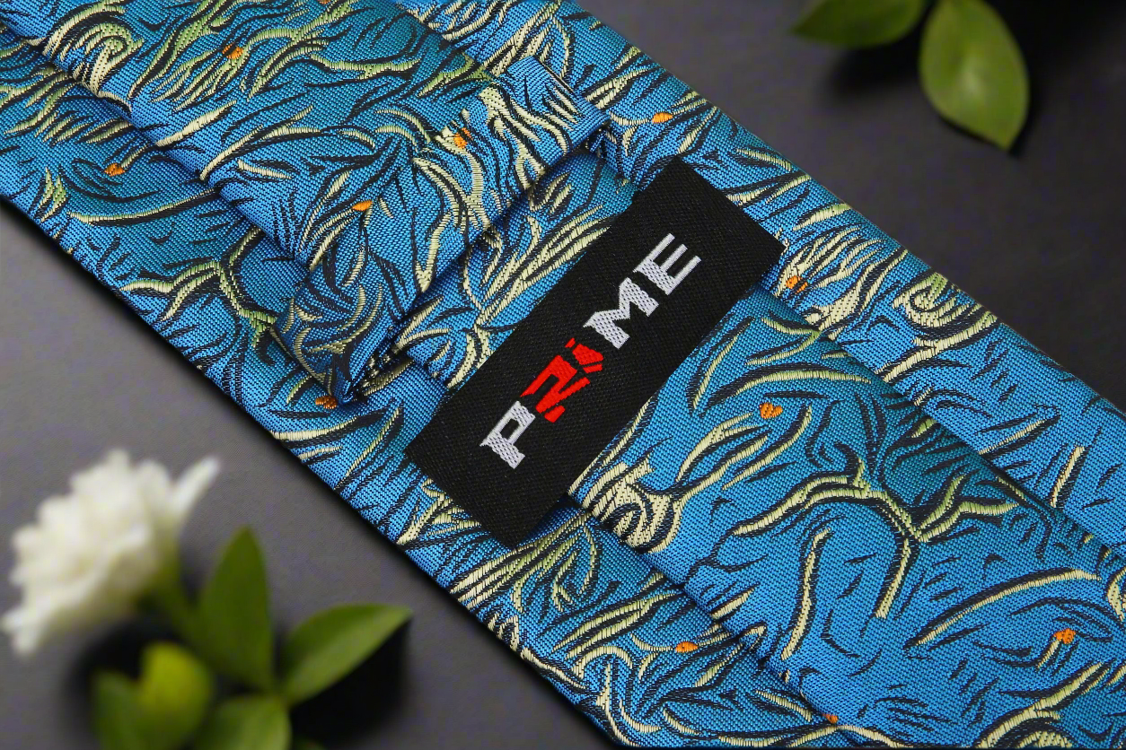 Teal, Pale Gold and Orange Abstract Necktie Keep