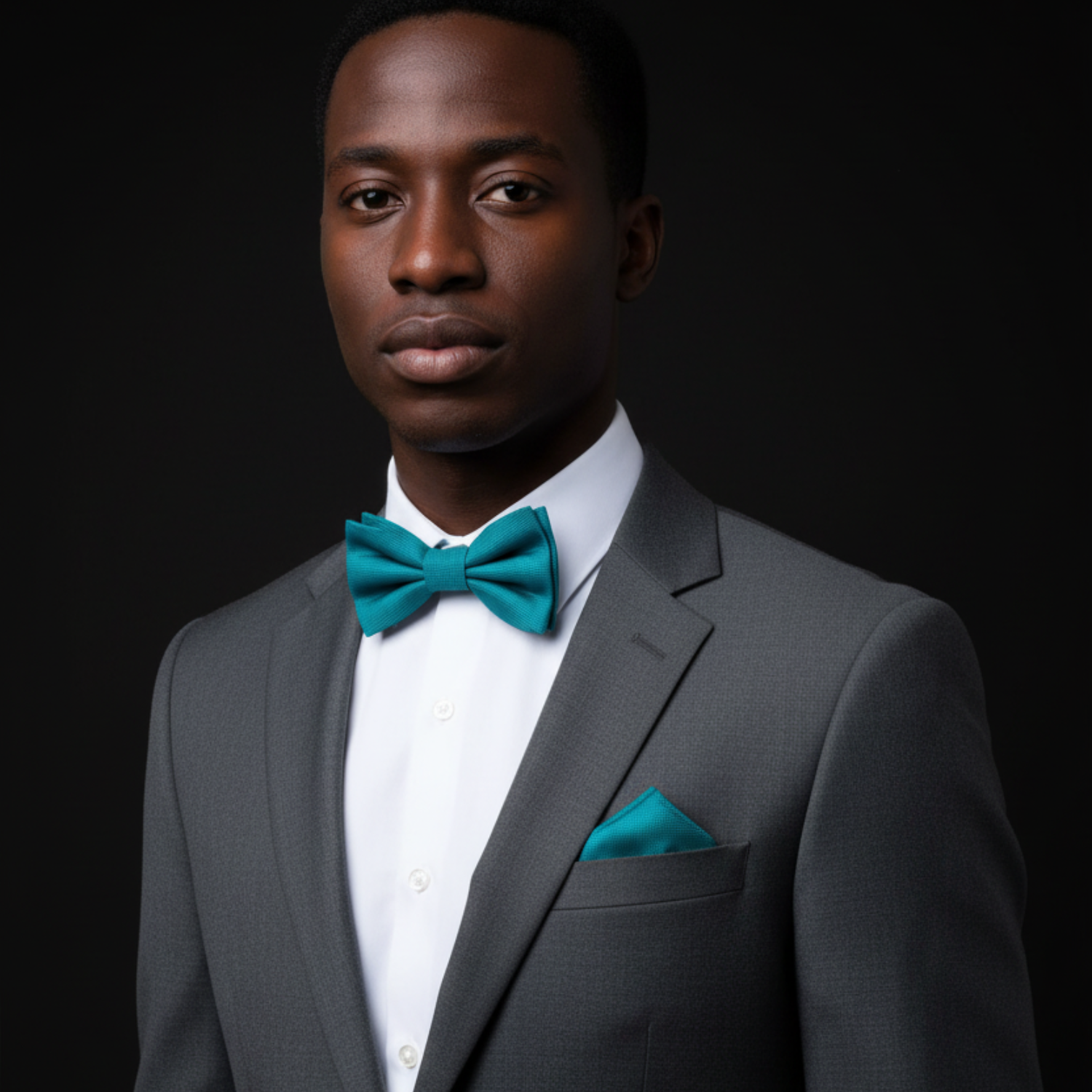 Teal Bow Tie and Square on Man