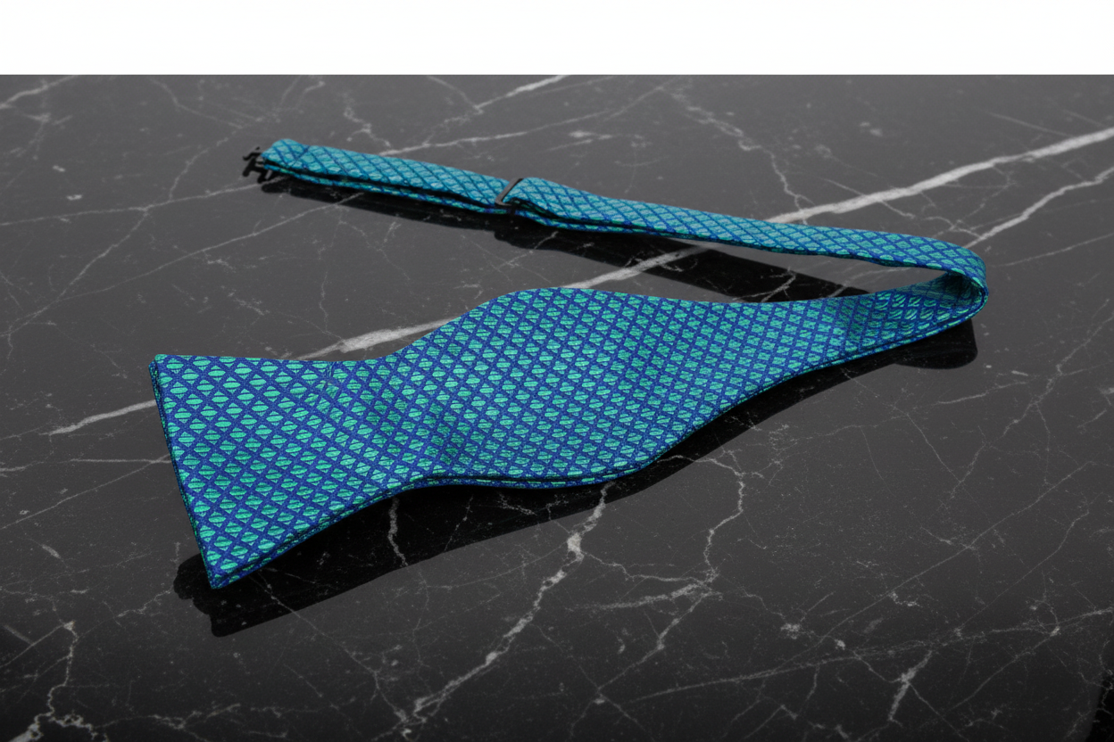 Light Blue Check Bow tie