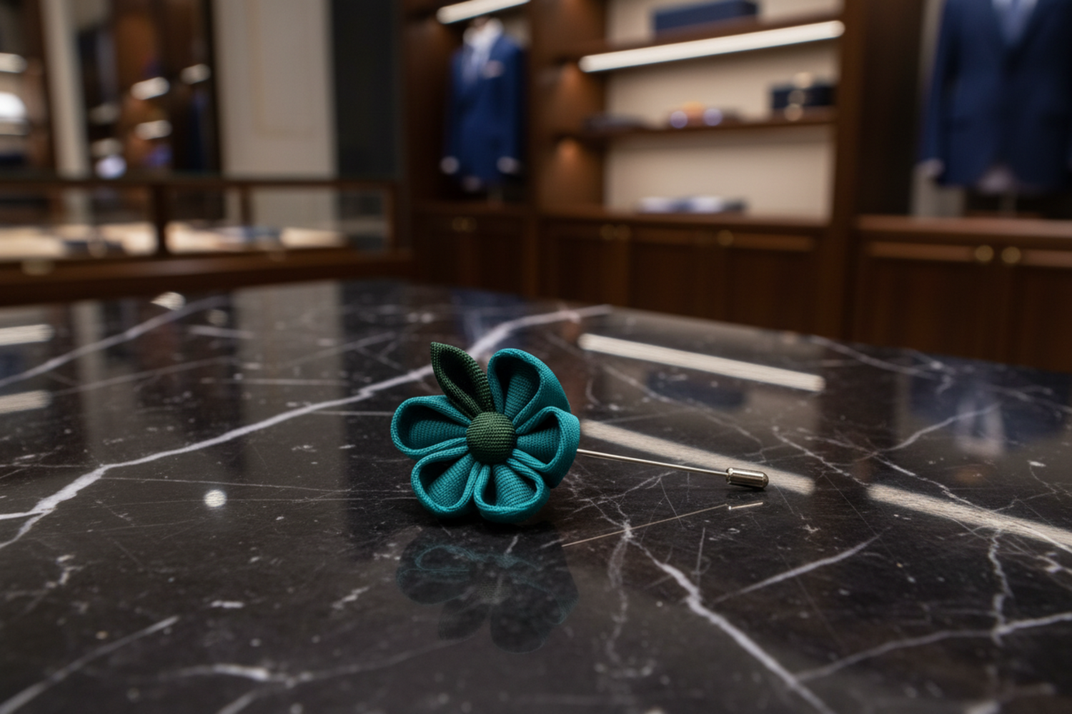 Teal and Green Lapel Flower