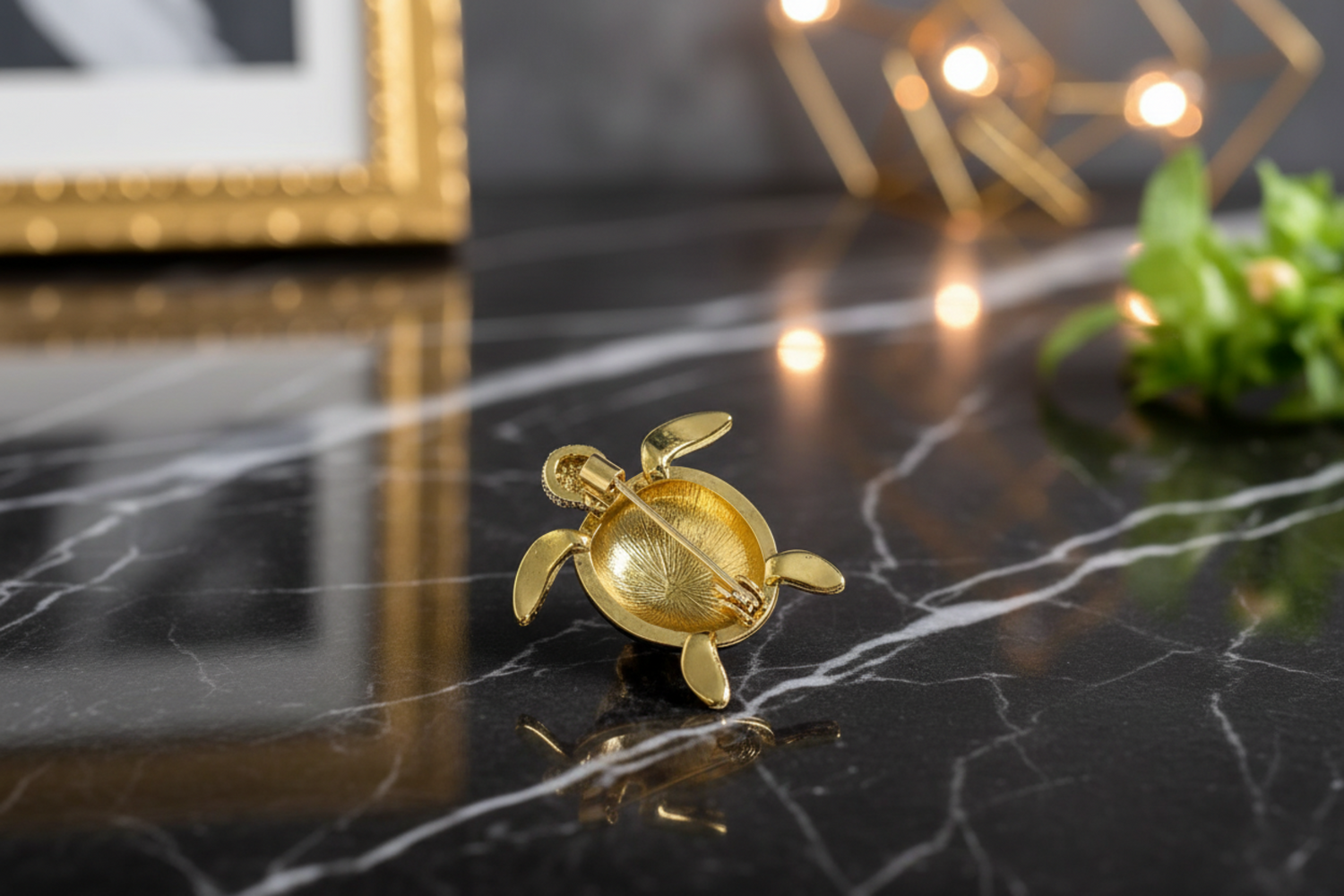 Back Yellow Red Turtle Lapel Pin