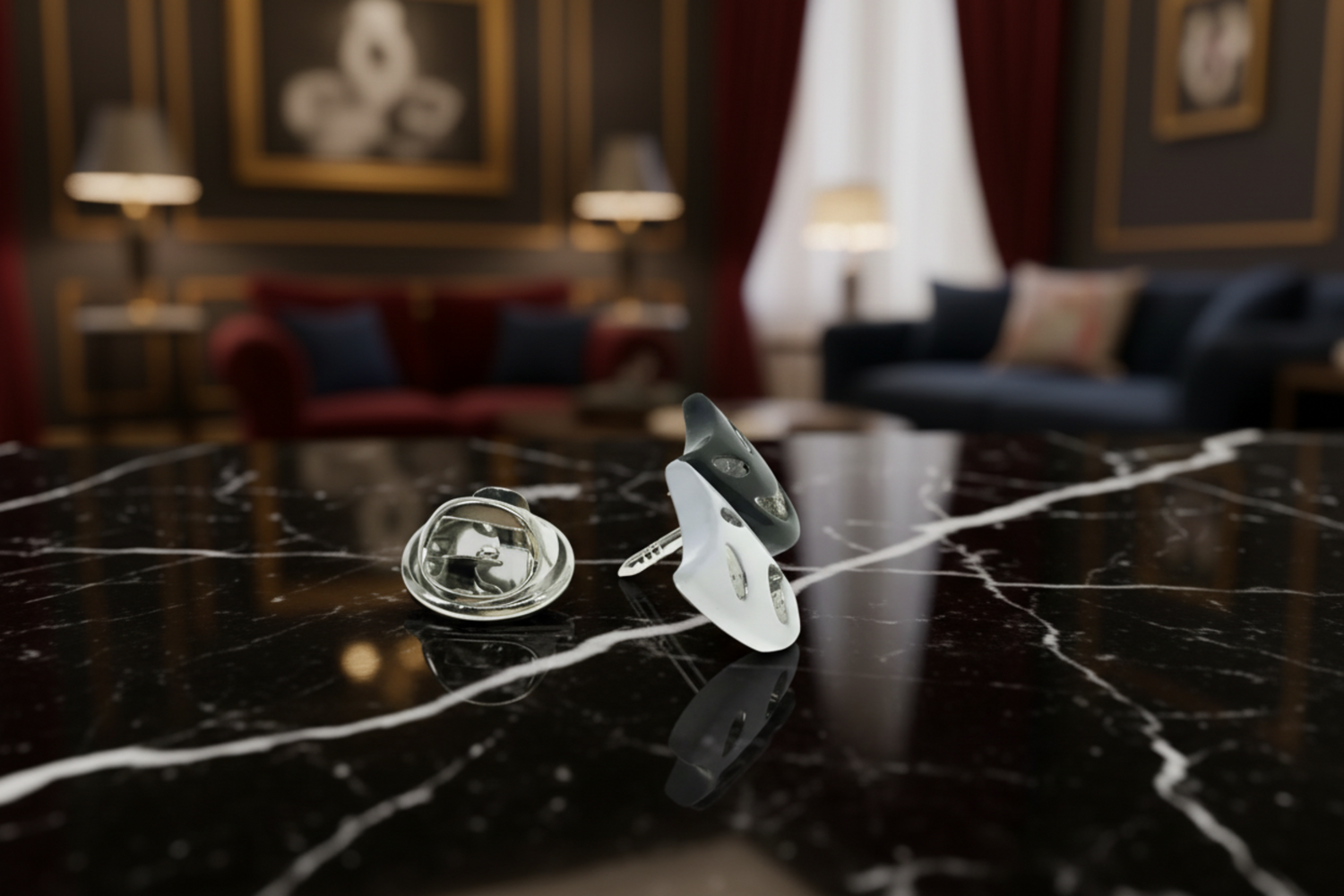 theater mask brooch