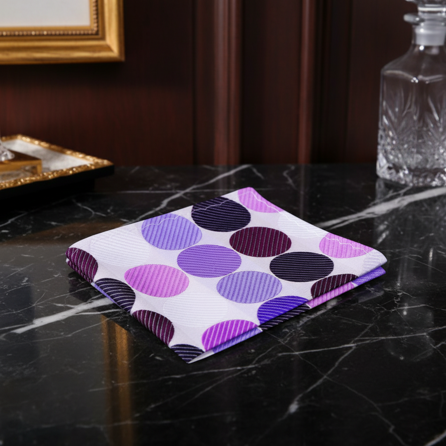 White Purple Polka HANDKERCHIEF