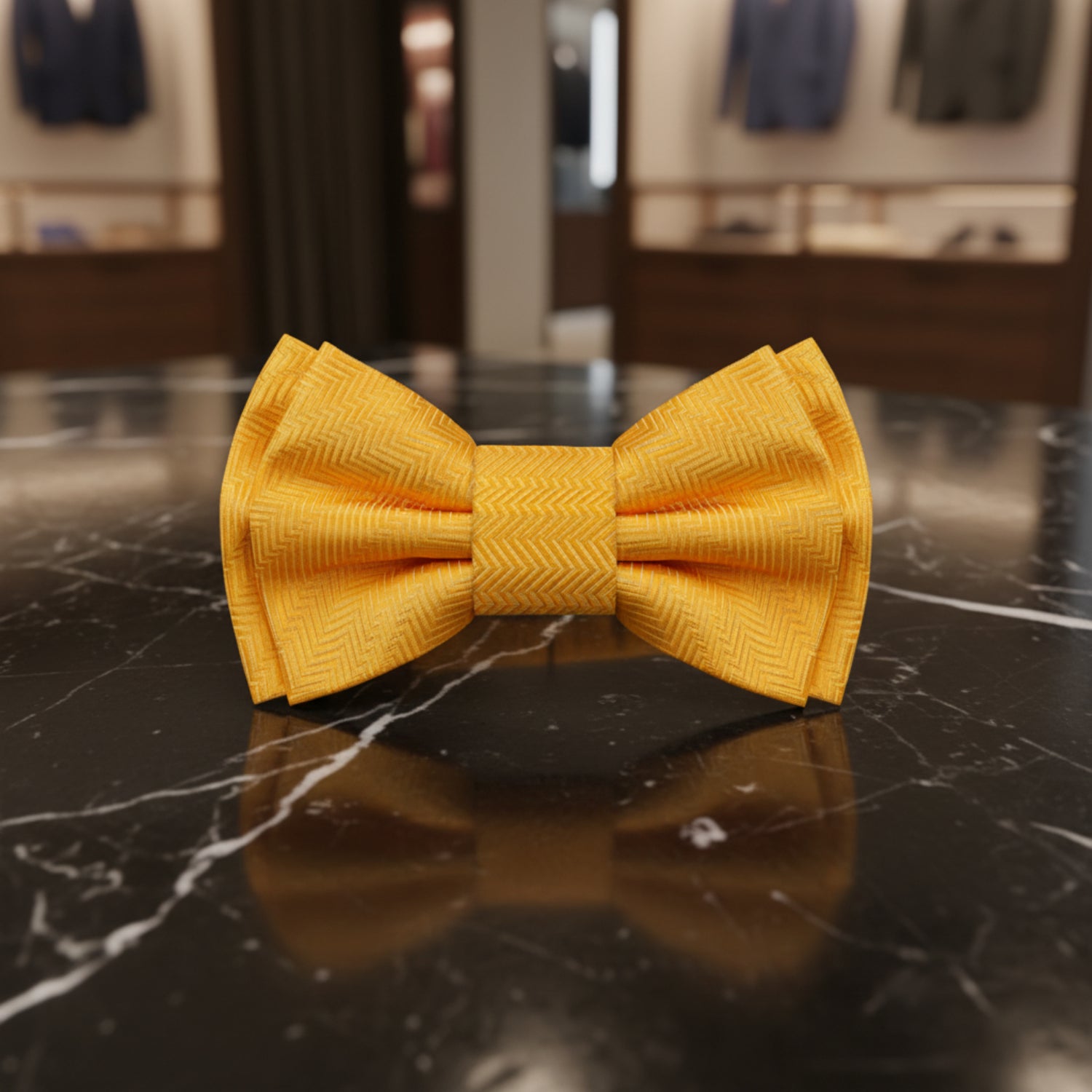 Yellow bow tie on a white background