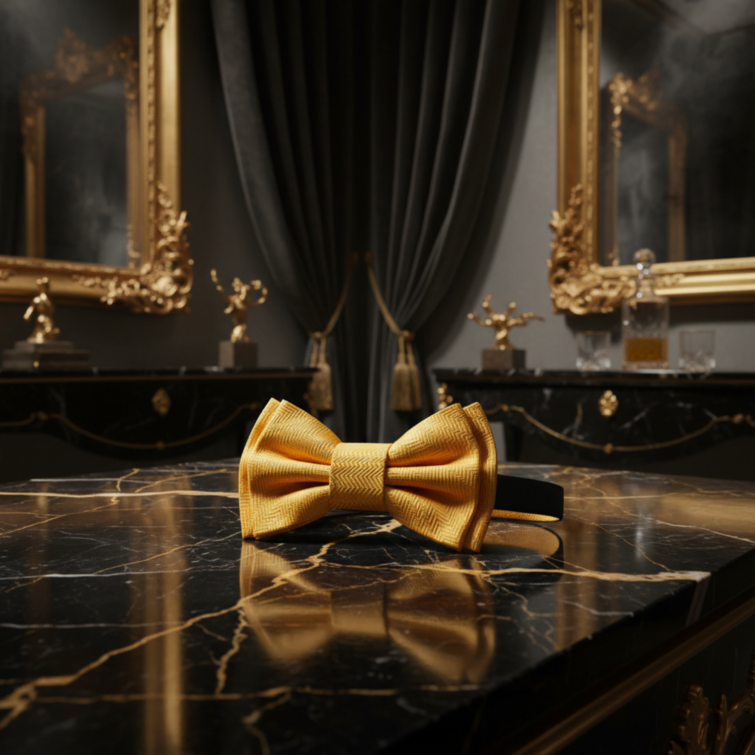 A Tuscany Yellow Solid Pattern Pre Tied  Bow Tie