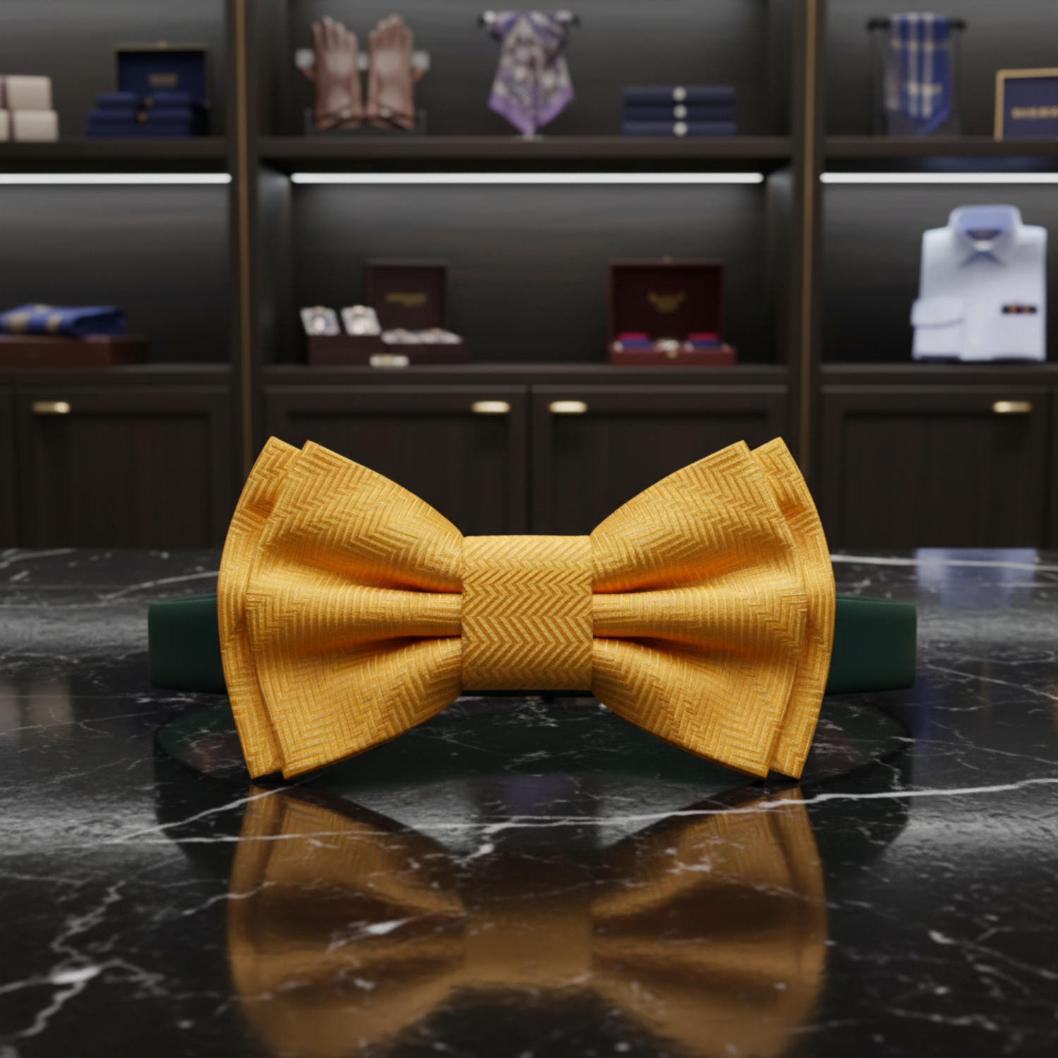 Yellow bow tie on a white background