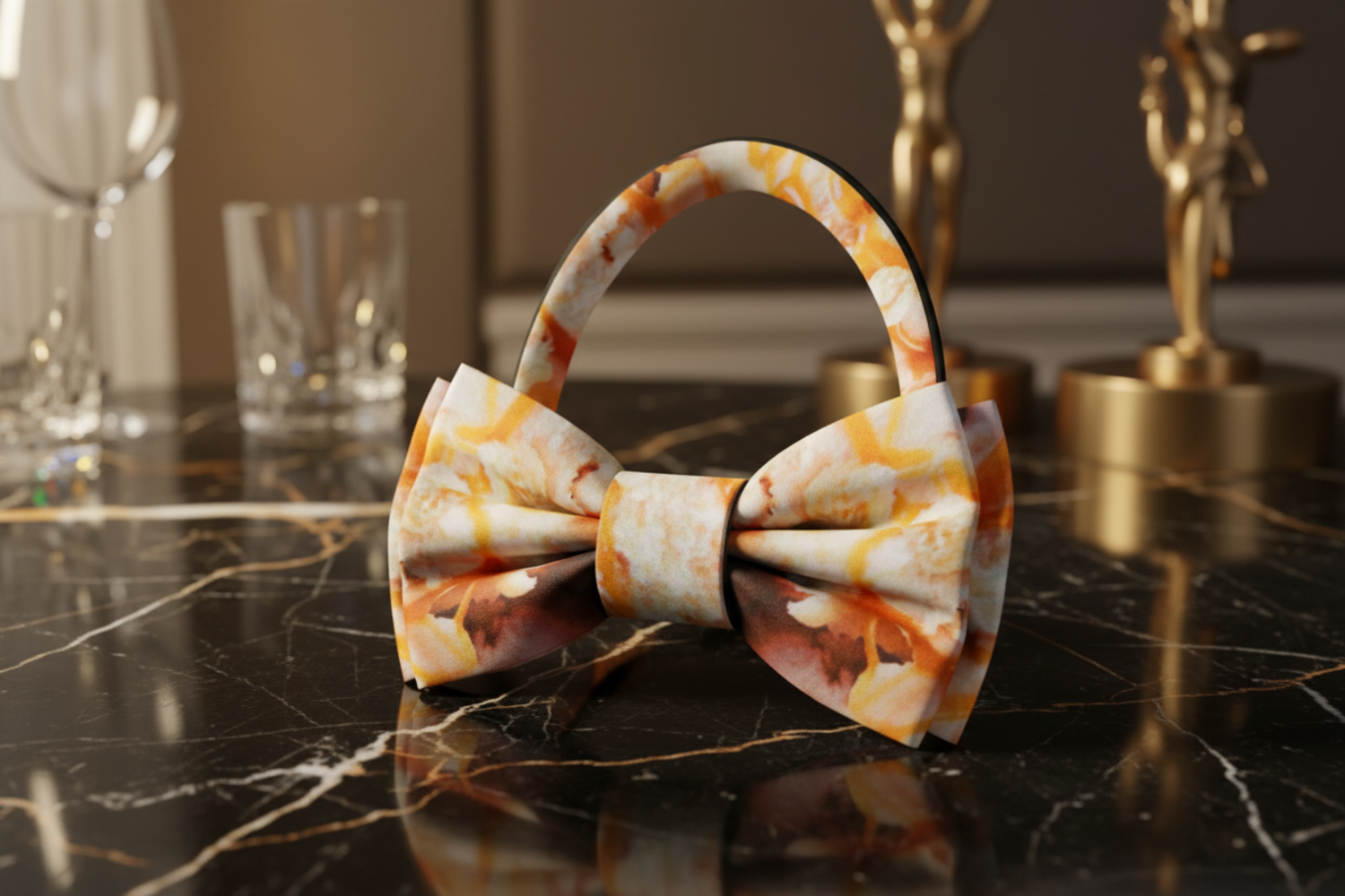 Vanilla Ice Cream With Salted Caramel Drizzle Bow Tie Pre Tied