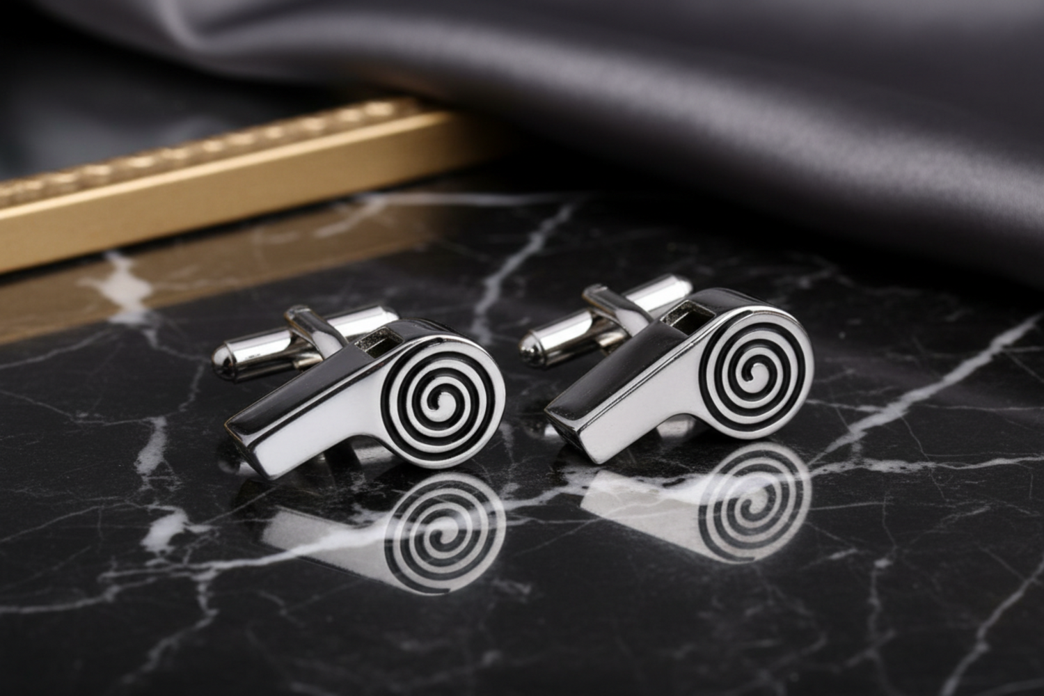 chrome whistle cufflinks
