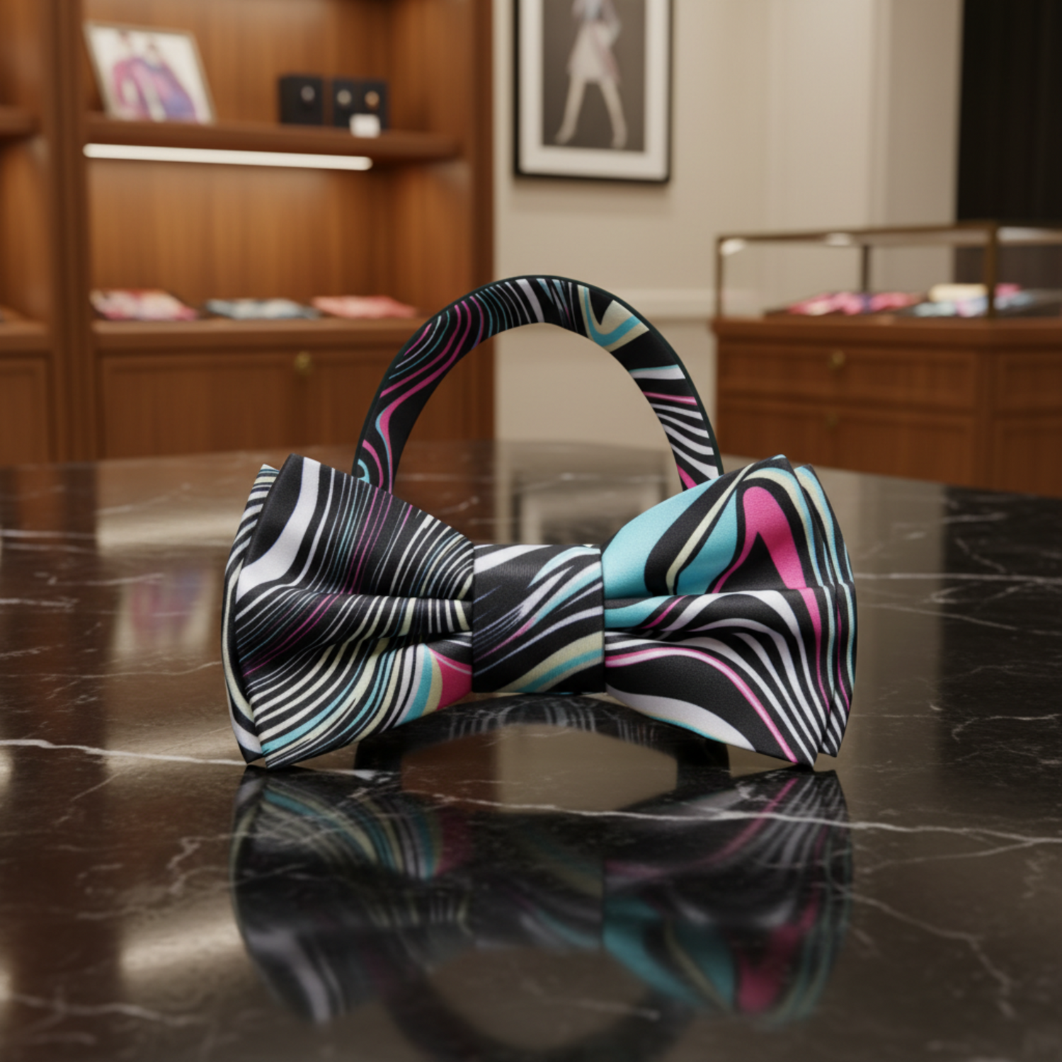 Multi Color Abstract Swirl Bow Tie Pre Tied
