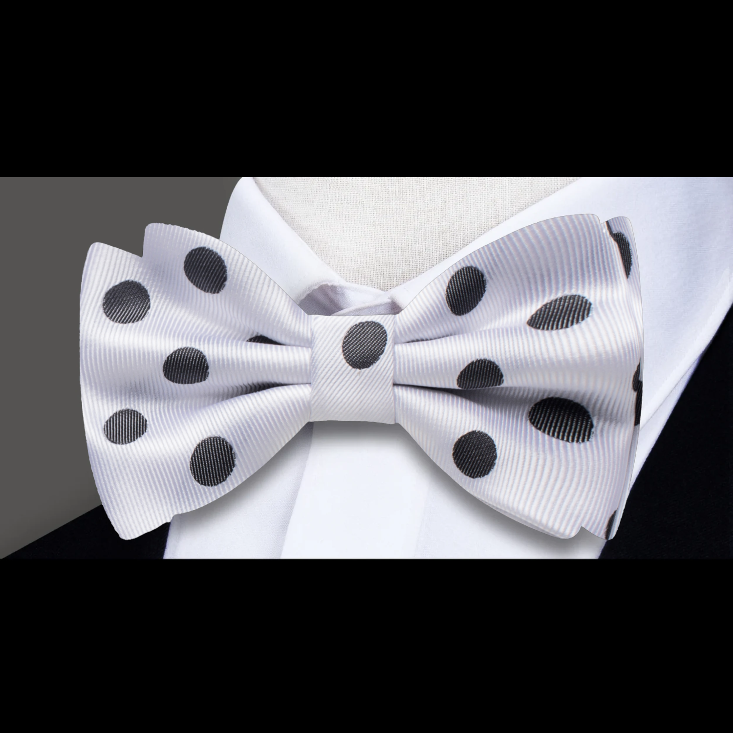 White and Black Polka Bow Tie