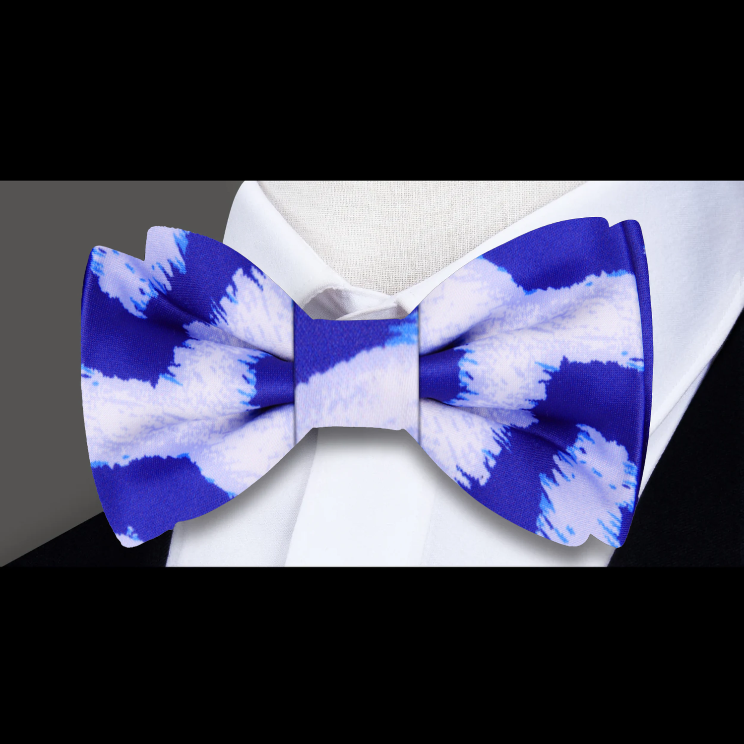 White with Shades of Blue Artic Leopard Bow Tie