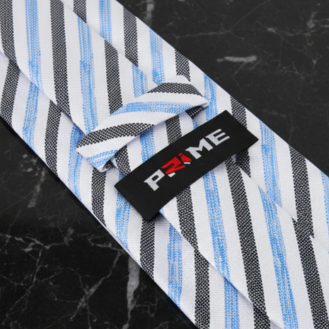 White, Blue, Black Stripe Necktie Keep