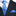 Black suit with a blue patterned tie and pocket square on a white background