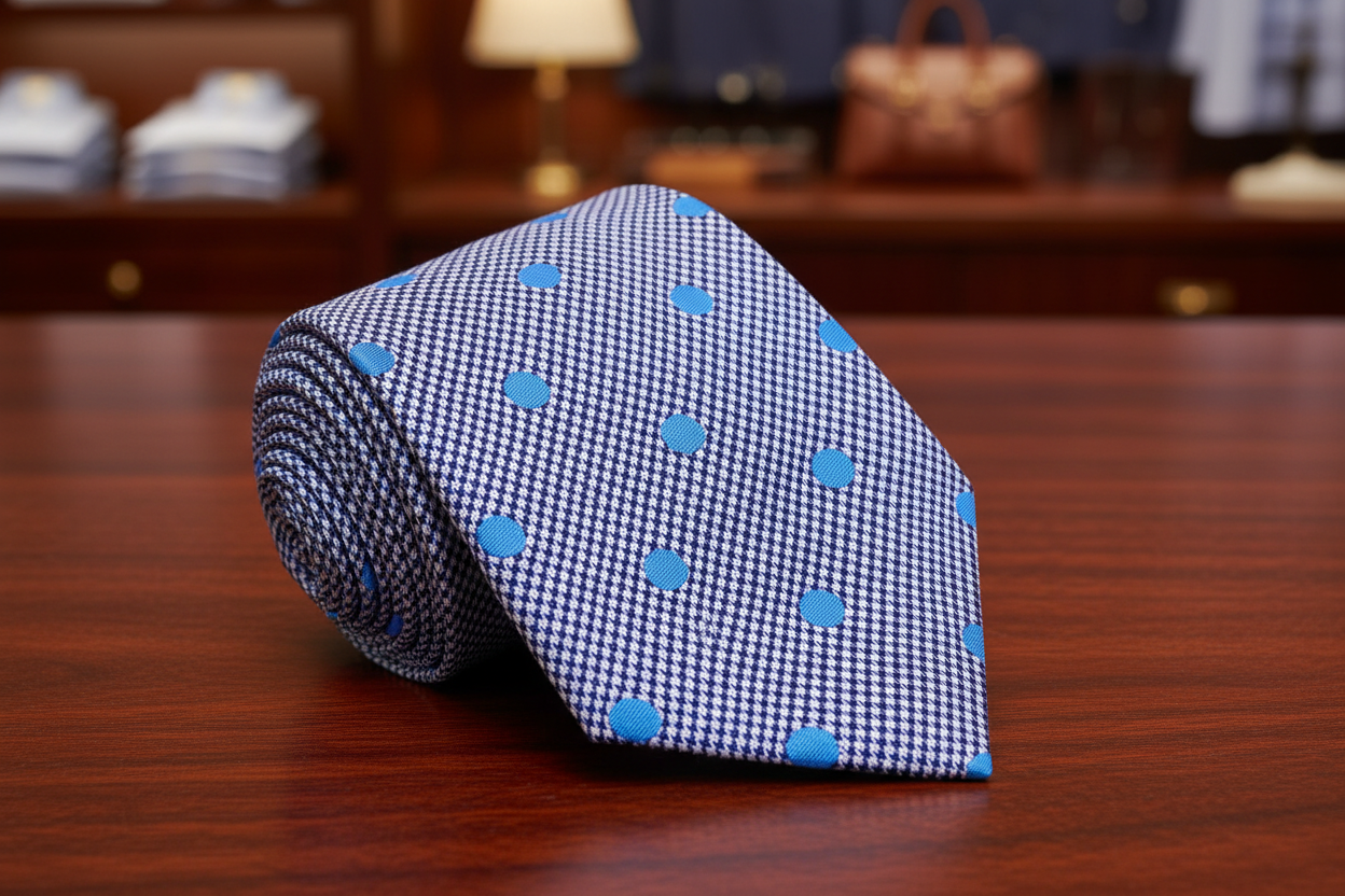 White, Blue Dots Necktie