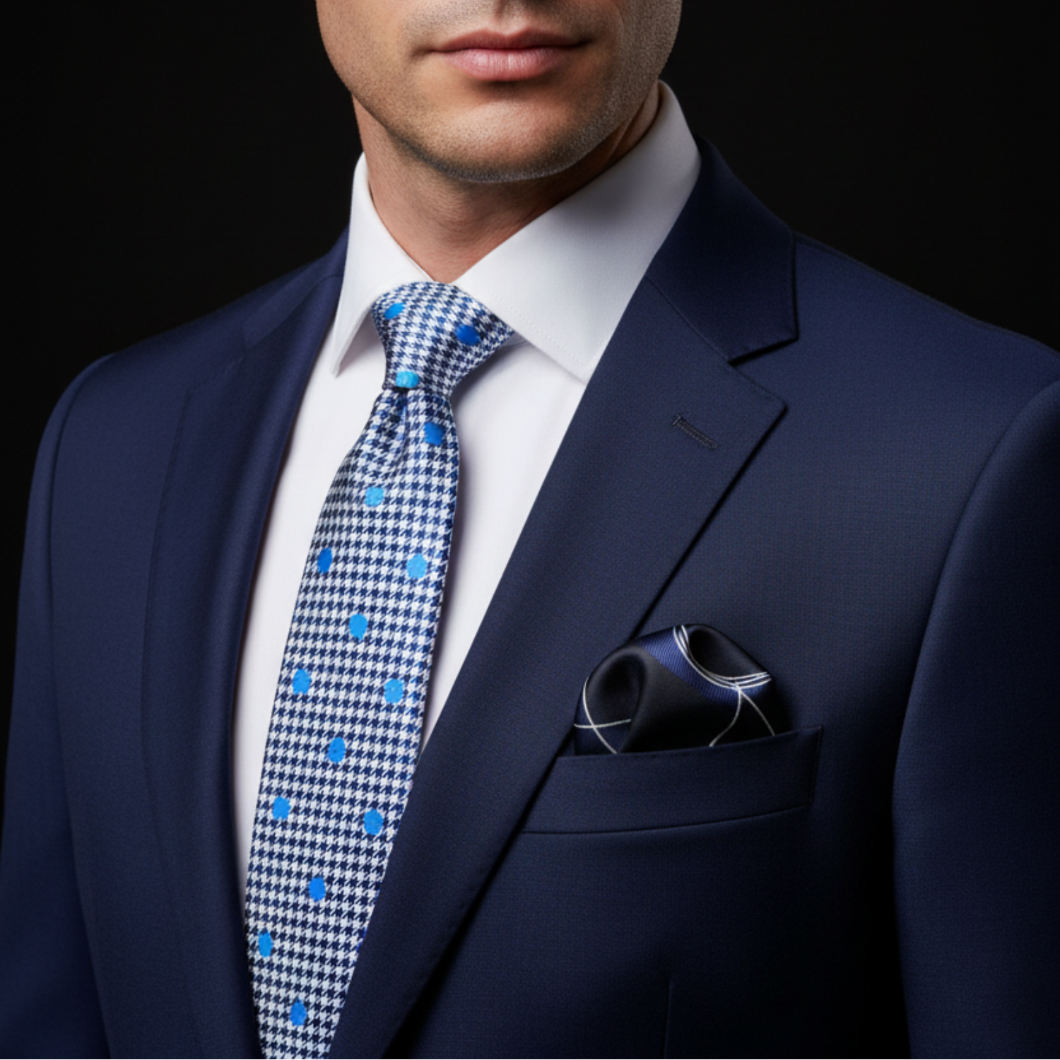 White Necktie with Blue Polka Dots | Crisp Classic for Weddings