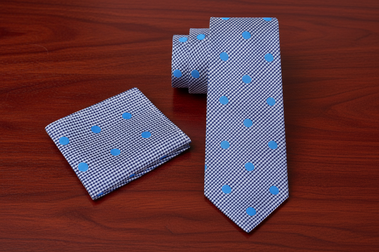 Alt White, Blue Dots Necktie and Square