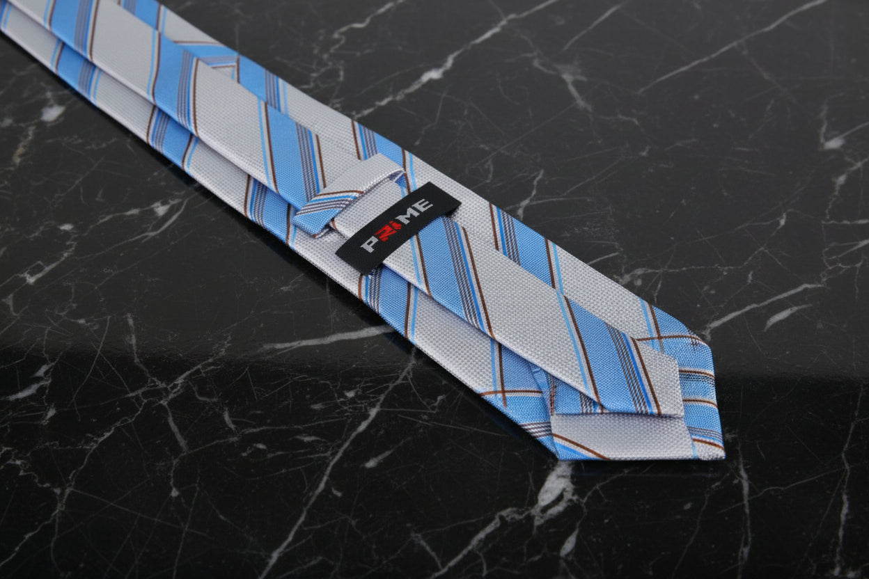 White, Blue Stripe Necktie Keep