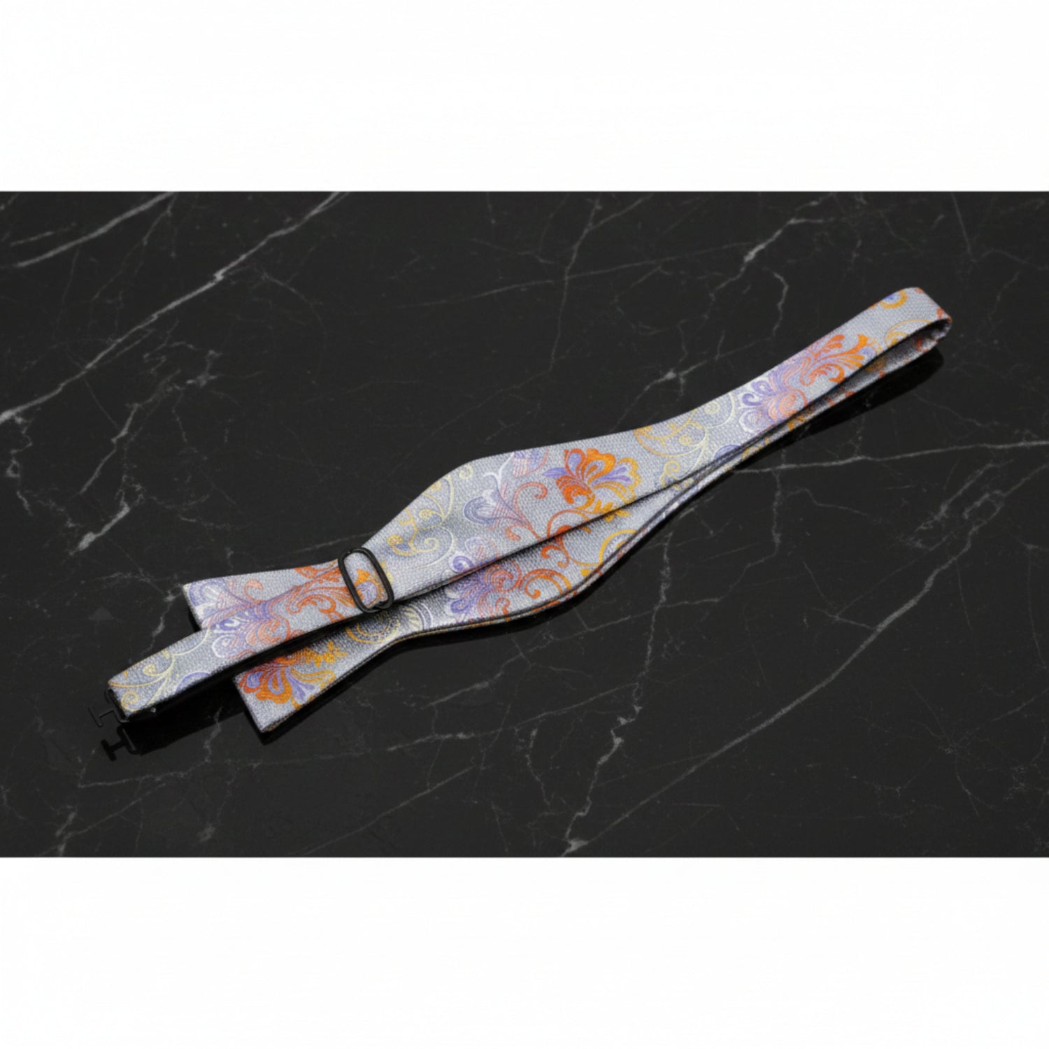 White, Purple, Orange Floral Bow tie Self Tie