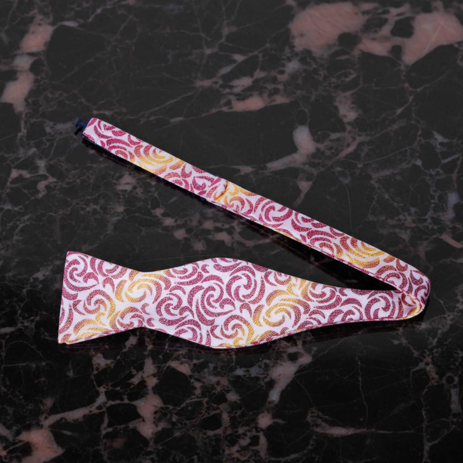 A Pink, Yellow Abstract Wavy Lines Self Tie